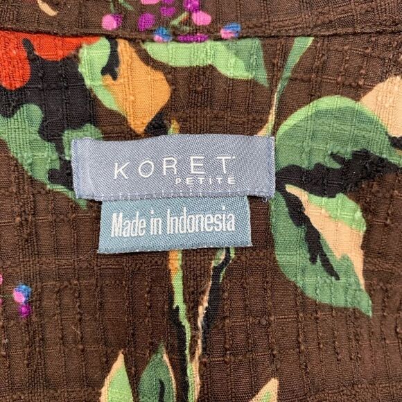 Koret Petite Brown Floral Blazer Jacket Sz PM Petite - Picture 6 of 12